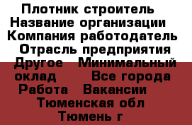 Плотник-строитель › Название организации ­ Компания-работодатель › Отрасль предприятия ­ Другое › Минимальный оклад ­ 1 - Все города Работа » Вакансии   . Тюменская обл.,Тюмень г.